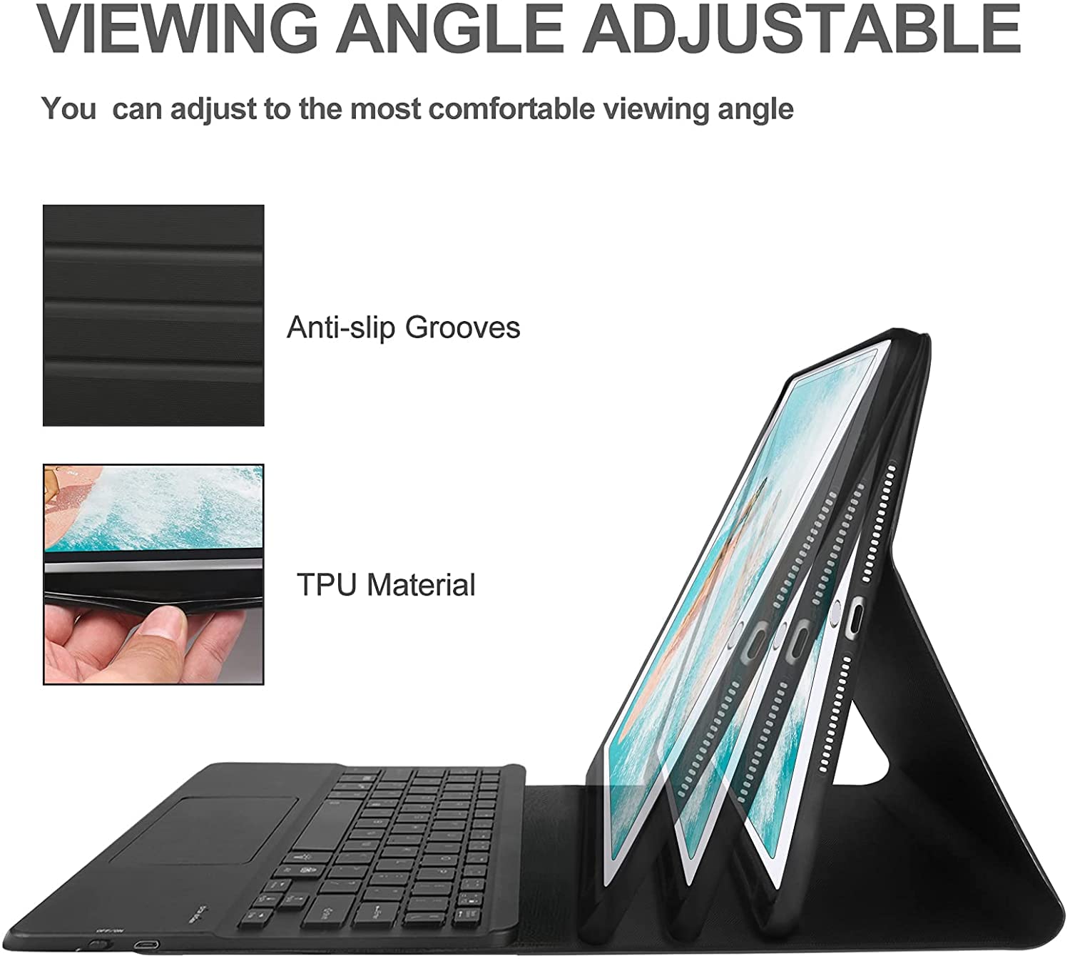 iPad 7th Generation Keyboard Case, SENGBIRCH Touchpad Detachable